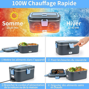 Gamelle Chauffante Électrique 100W, Lunch Box 3 en 1 (12V/24V/220V), Amazon