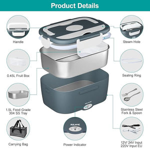 Gamelle Chauffante Électrique 75W, 1,5L Acier Inoxydable 12V/24V/220V Amazon