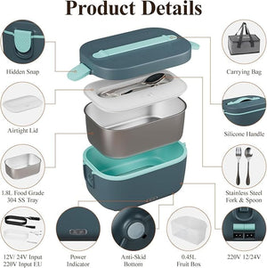 Gamelle Chauffante pour Voiture 12V 24V 220V - Lunch Box Électrique 90W / 1,8L Amazon