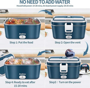 Gamelle Chauffante Ultra Rapide 100W 1,8L (12V/24V, 220V) avec Sac Amazon