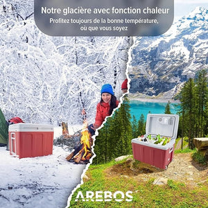 Glacière électrique à compression 40L | 12V/230V pour voiture, camping & maison | Rouge Amazon