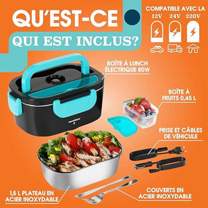 Gamelle Chauffante Électrique 80W - Lunch Box Portable Isotherme 1,5L Amazon