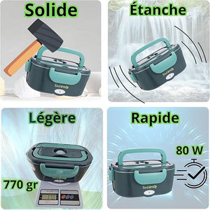 EcoLiberty Gamelle Chauffante Rapide 80W 3 en 1, 12/24/220V Lunch Box Chauffante Repas 1,5L pour Véhicules/Bureaux/Chantiers/Artisans Avec Sac Isotherme et 3 Couverts Amazon