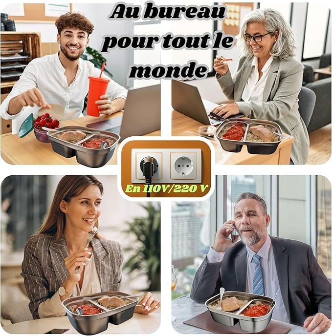 Gamelle Chauffante 12V 24V 220V - Lunch Box 80W 1,5L avec Sac Isotherme Amazon