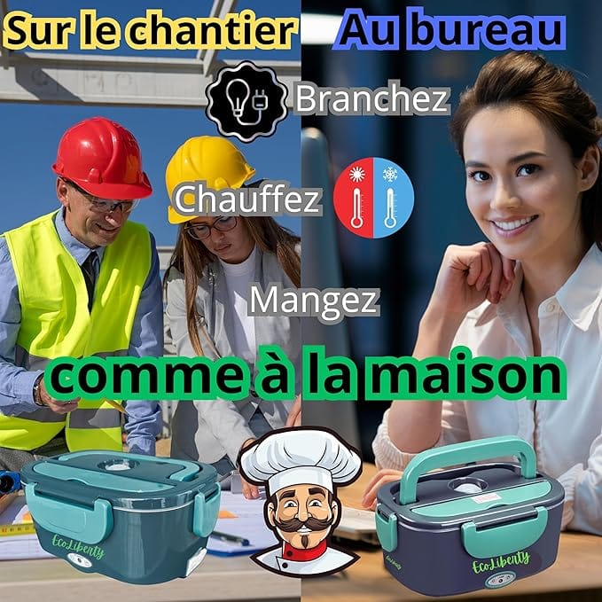 Gamelle Chauffante 12V 24V 220V - Lunch Box 80W 1,5L avec Sac Isotherme Amazon