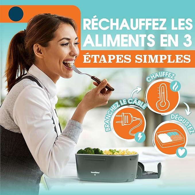 Gamelle Chauffante 80W 1.5L, Lunch Box Électrique 3 en 1 (12V/24V/220V) Amazon