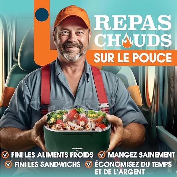 Gamelle Chauffante 80W 1.5L, Lunch Box Électrique 3 en 1 (12V/24V/220V) Amazon