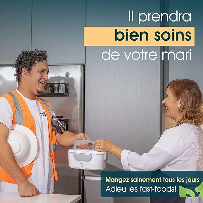 Gamelle Chauffante Allume Cigare 12V 24V 220V - Lunch Box 80W 1,5L pour Repas Chauds Amazon