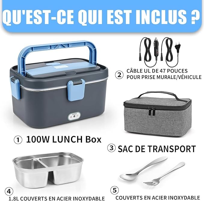 Gamelle Chauffante Électrique 100W, Lunch Box 3 en 1 (12V/24V/220V), Amazon