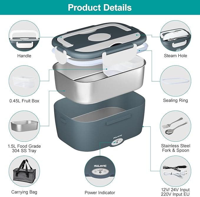 Gamelle Chauffante Électrique 75W, 1,5L Acier Inoxydable 12V/24V/220V Amazon