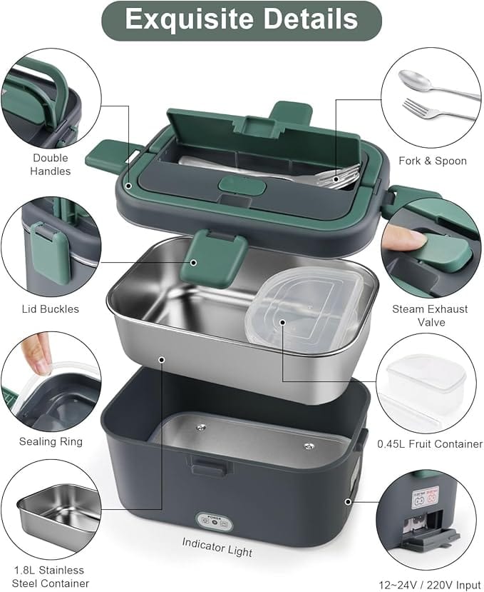 Gamelle Chauffante pour Camion 80W, 12V/24V/220V Amazon