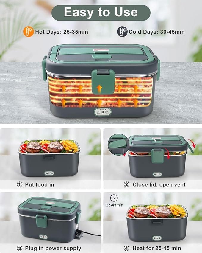 Gamelle Chauffante pour Camion 80W, 12V/24V/220V Amazon