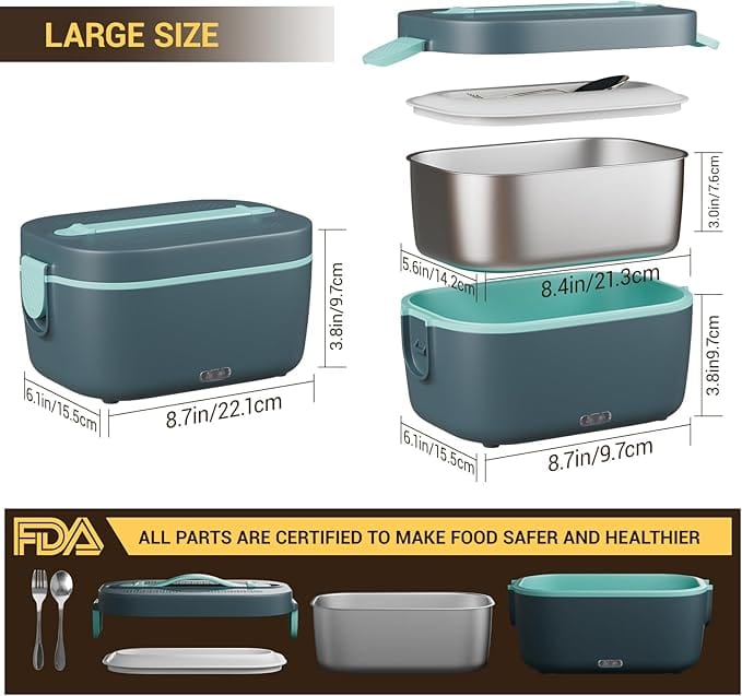 Gamelle Chauffante pour Voiture 12V 24V 220V - Lunch Box Électrique 90W / 1,8L Amazon