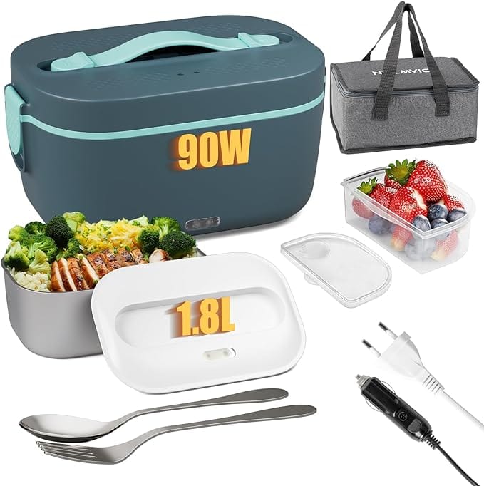 Gamelle Chauffante pour Voiture 12V 24V 220V - Lunch Box Électrique 90W / 1,8L Amazon