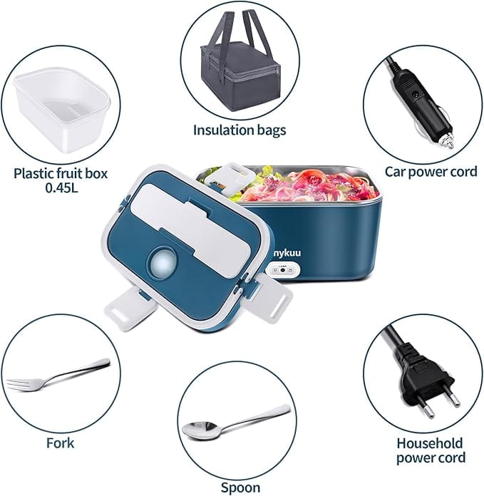 Gamelle Chauffante Ultra Rapide 100W 1,8L (12V/24V, 220V) avec Sac Amazon