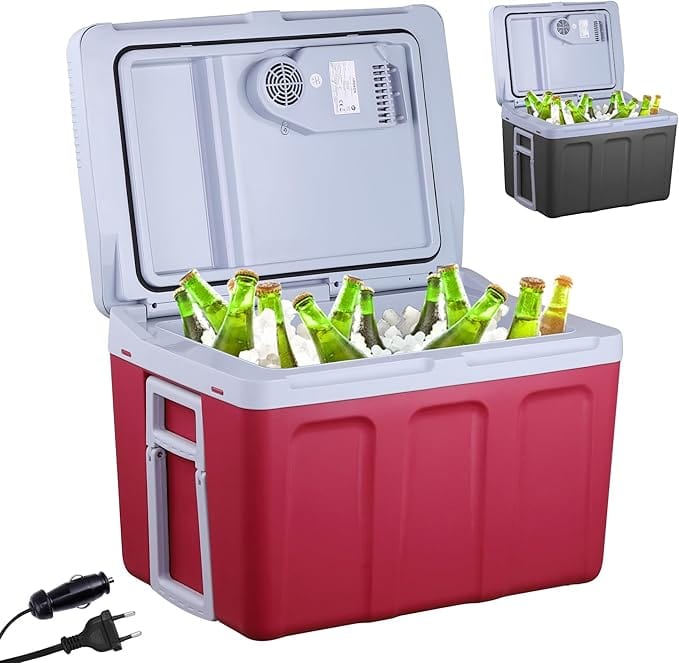 Glacière électrique à compression 40L | 12V/230V pour voiture, camping &amp; maison | Rouge Amazon