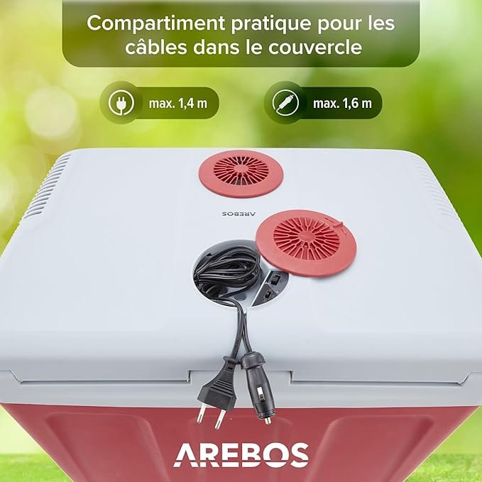 Glacière électrique à compression 40L | 12V/230V pour voiture, camping &amp; maison | Rouge Amazon