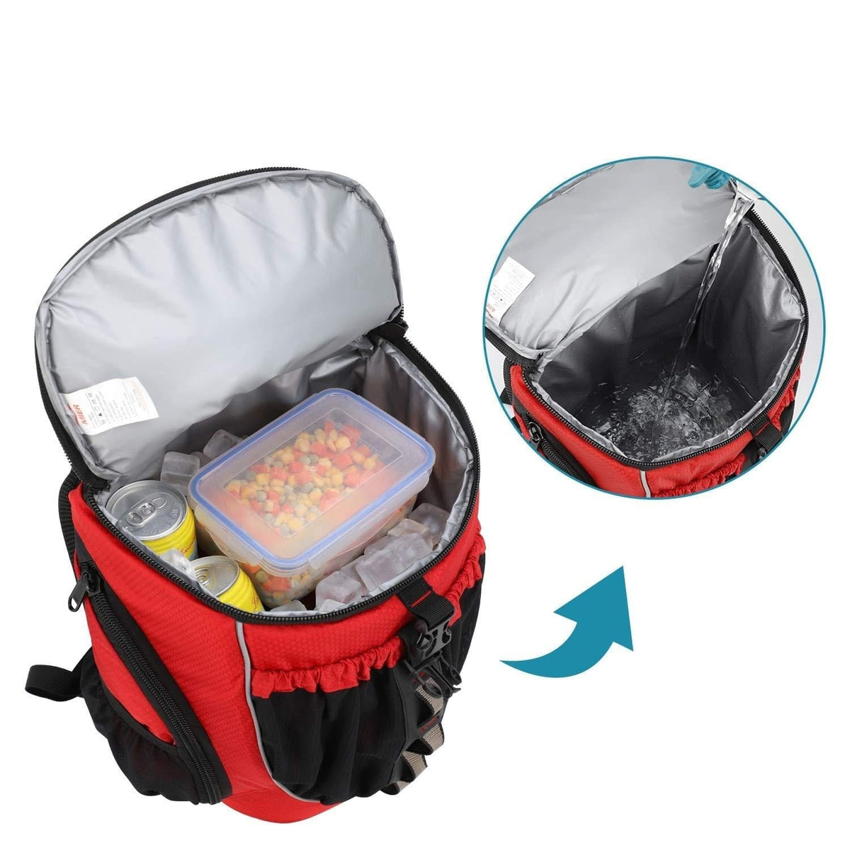 Sac à Dos Isotherme de Randonnée Rouge et Noir Sac Isotherme