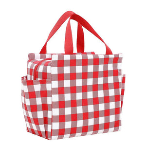 Sac Isotherme Repas Carreaux de couleur Rouge