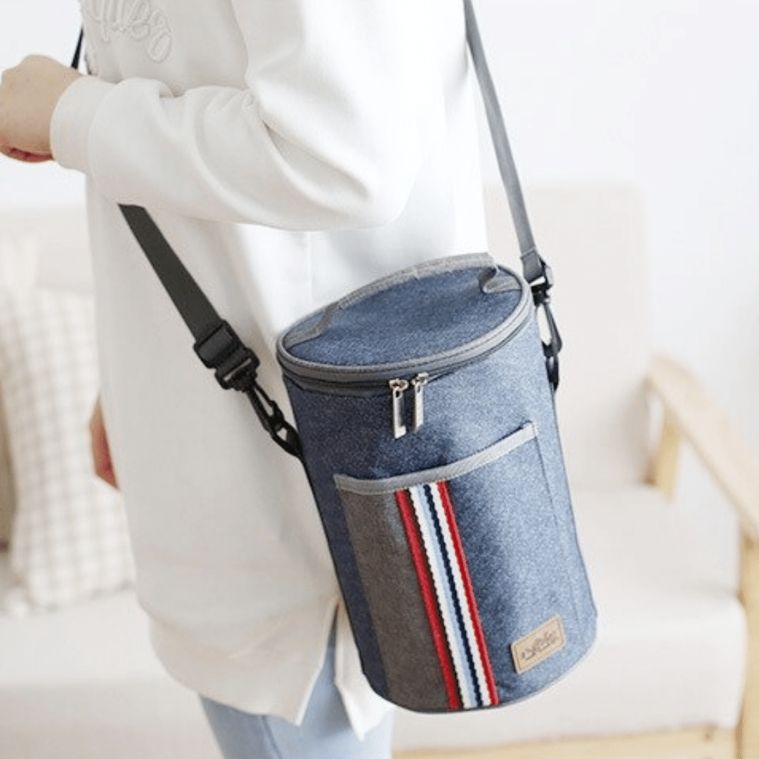 Sac Isotherme Rond en Denim Sac Isotherme