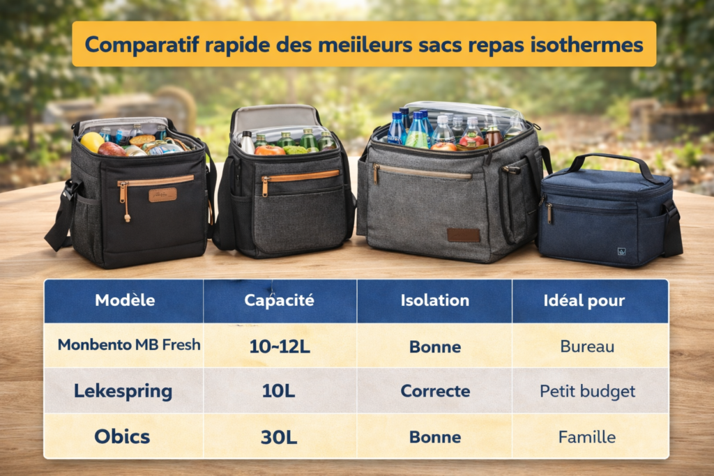 comparatif des meilleurs sacs repas isothermes capacité isolation lunch bag