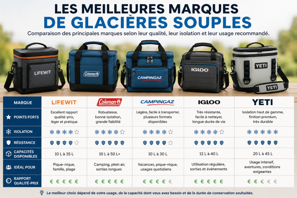 Les meilleures marques de glacières souples : Lifewit, Coleman, Campingaz, Igloo et YETI