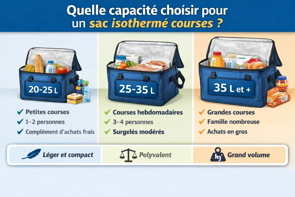 Quelle capacité choisir pour un sac isotherme courses ?