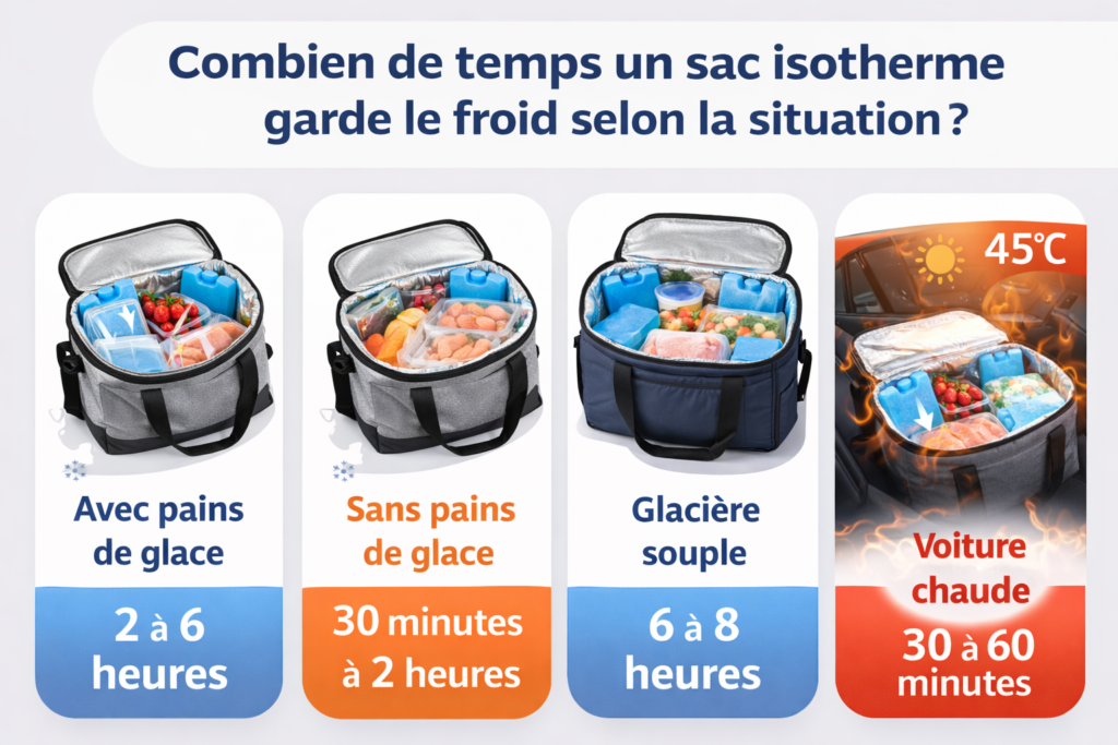 combien de temps un sac isotherme garde le froid selon la situation