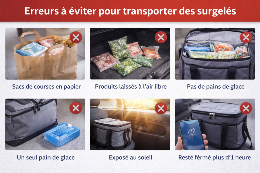 erreurs à éviter lors du transport de produits surgelés dans un sac isotherme