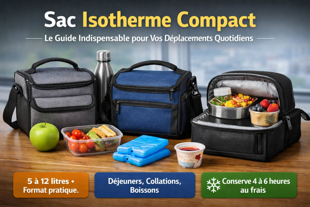 sac isotherme compact 5 à 12 litres avec lunch box et pains de glace