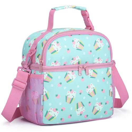 Sac Isotherme Enfant 2 Compartiments – motif Chats Fraise 8,5L