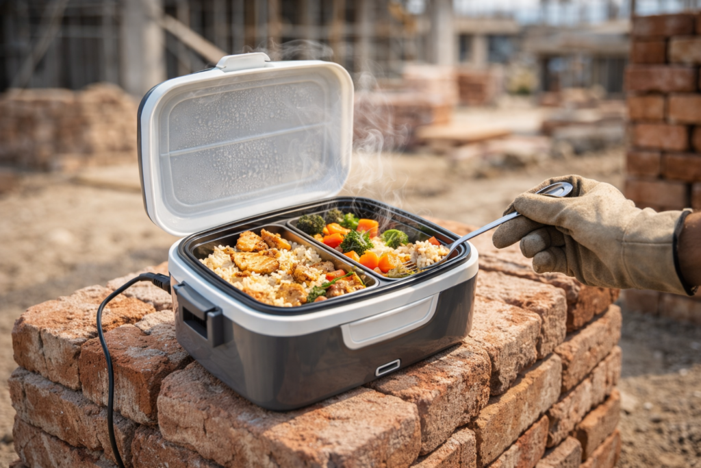 gamelle de chantier chauffante repas chaud sur chantier BTP