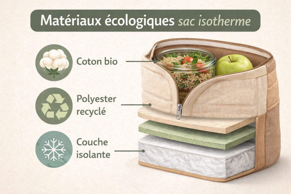 matériaux sac isotherme écologique coton bio polyester recyclé