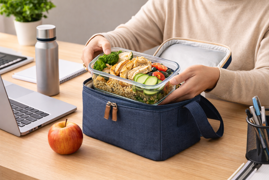 utilisation pochette isotherme repas bureau lunch box