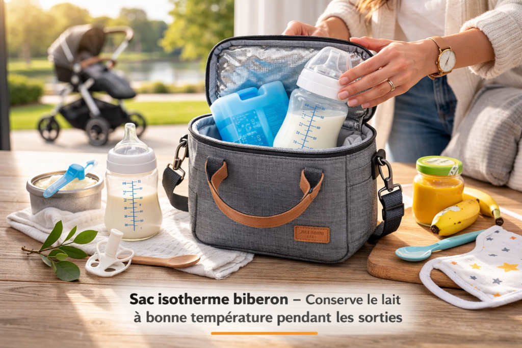 Sac isotherme biberon pour conserver le lait de bébé pendant les sorties