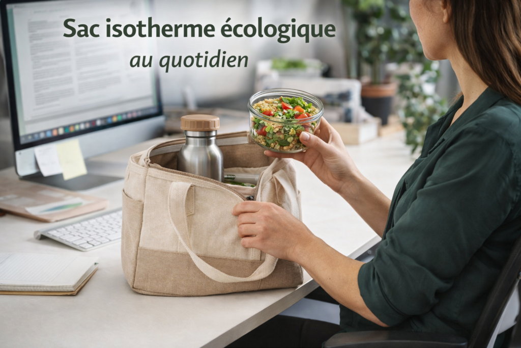 utilisation sac isotherme écologique au travail repas sain