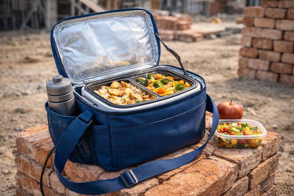 sac isotherme repas chantier avec gamelle chauffante