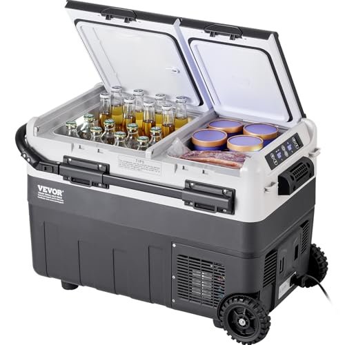 Glacière électrique 50L à compression VEVOR – Glacière voiture double zone 12V/220V