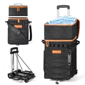 Glacière souple à roulettes de grande capacité avec poignée télescopique