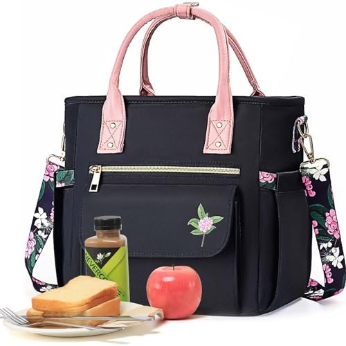 Sac isotherme repas pour femme à motif floral avec bandoulière